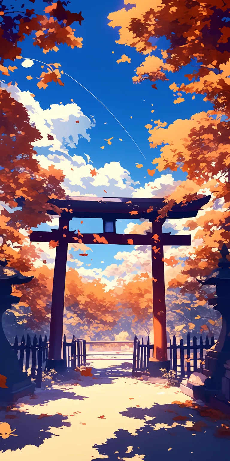anime aesthetic wallpaper kamisama, fall, japan, gate, gintama