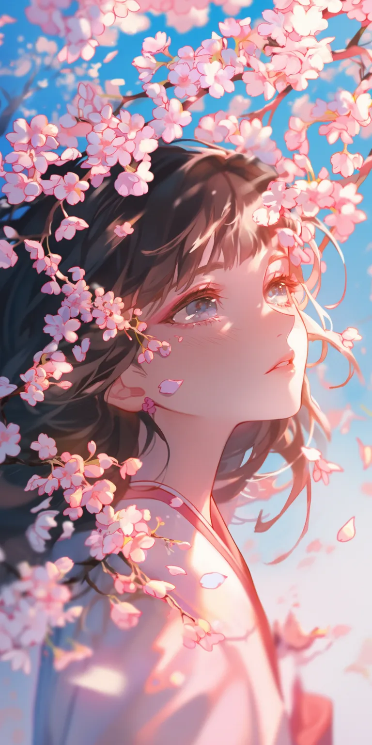 cherry blossom anime wallpaper sakura, blossom, haru, nezuko, hinata