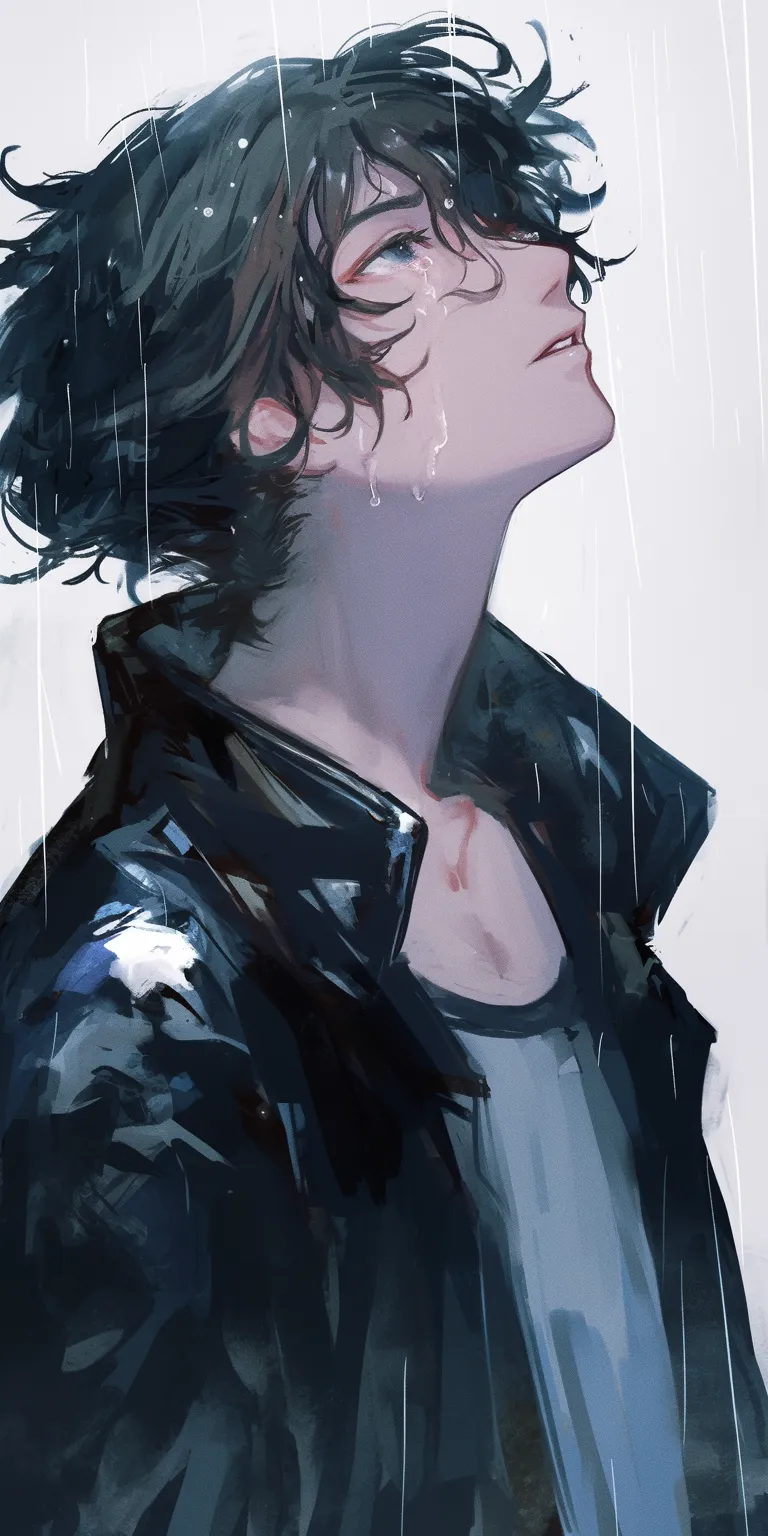anime pic sad rain, haru, dazai, sabo, gantz