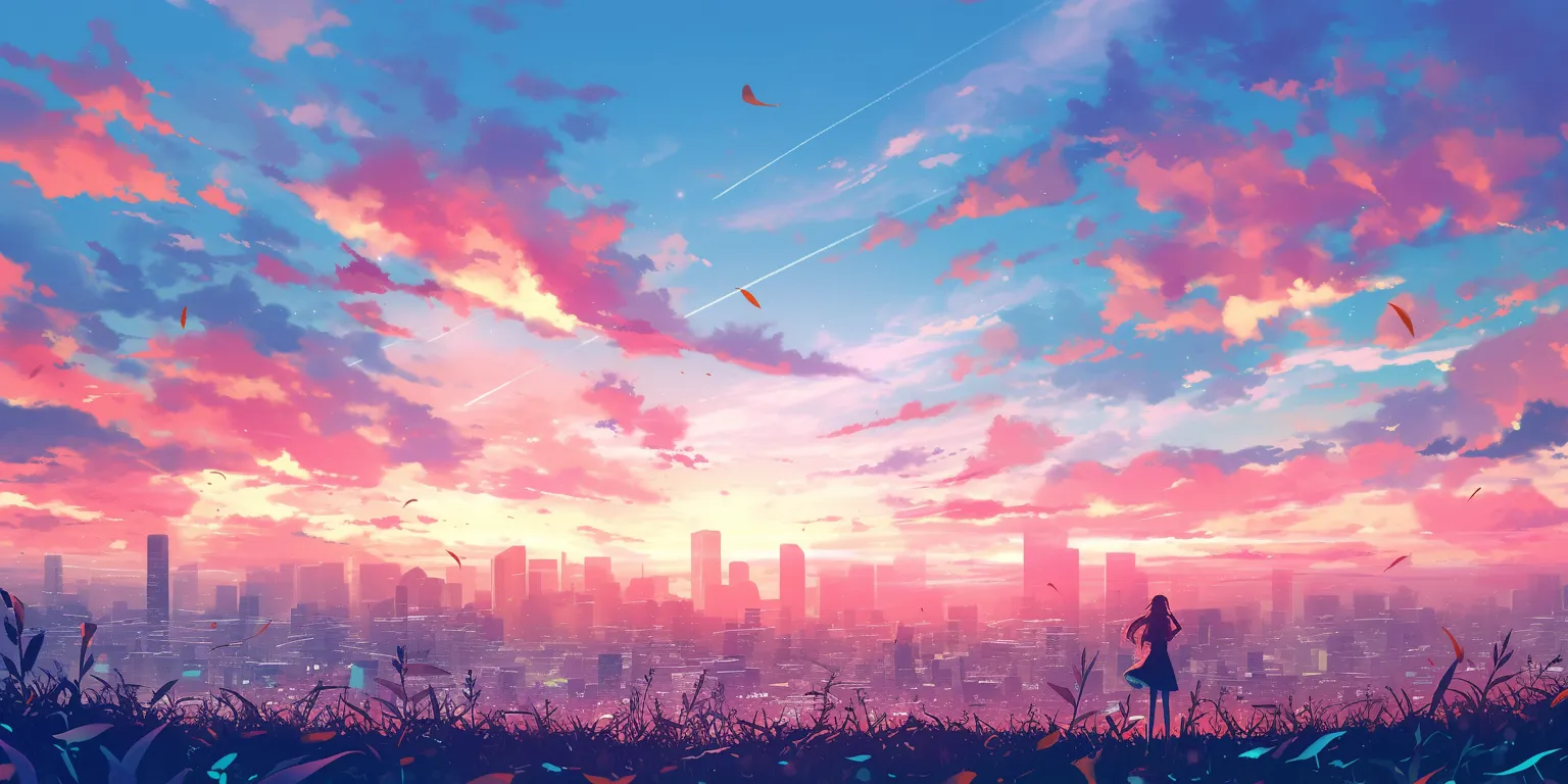 anime kawaii wallpaper flcl, sky, 3440x1440, sunset, 2560x1440