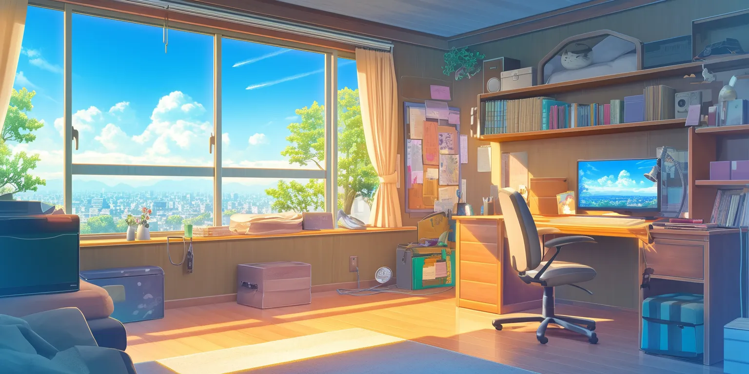 bedroom anime background classroom, backgrounds, office, room, lofi