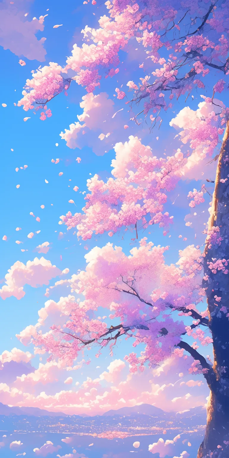 manga panel wallpaper sakura, blossom, sky, kamisama, 3440x1440