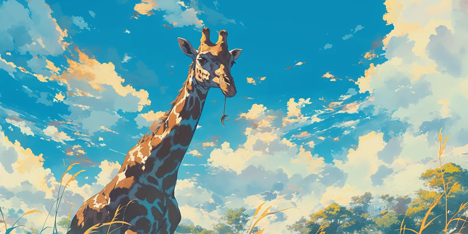 giraffe wallpaper giraffe, ghibli, champloo, 2560x1440, 3440x1440