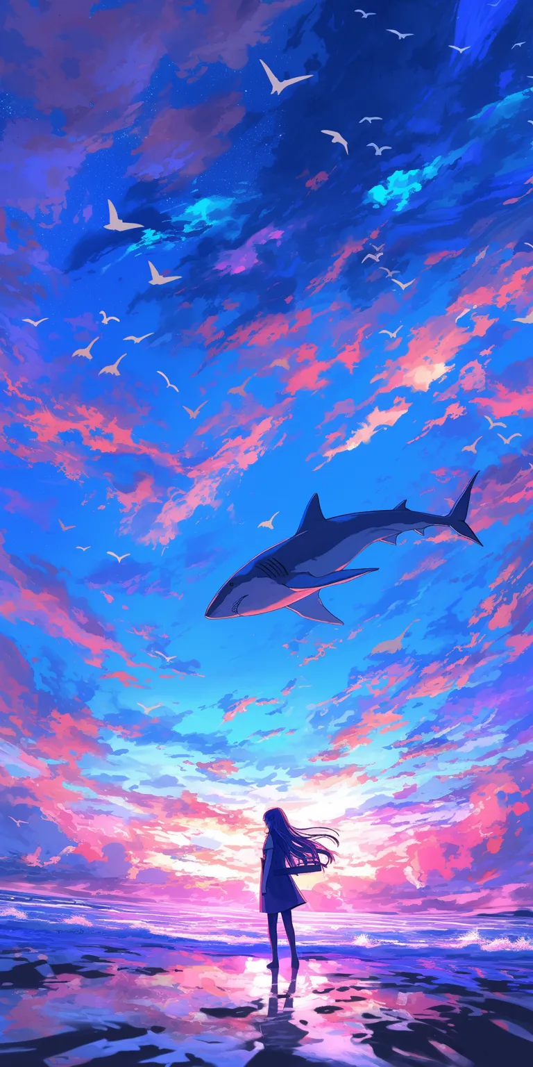 shark wallpaper 4k shark, ocean, sky, ponyo, 2560x1440