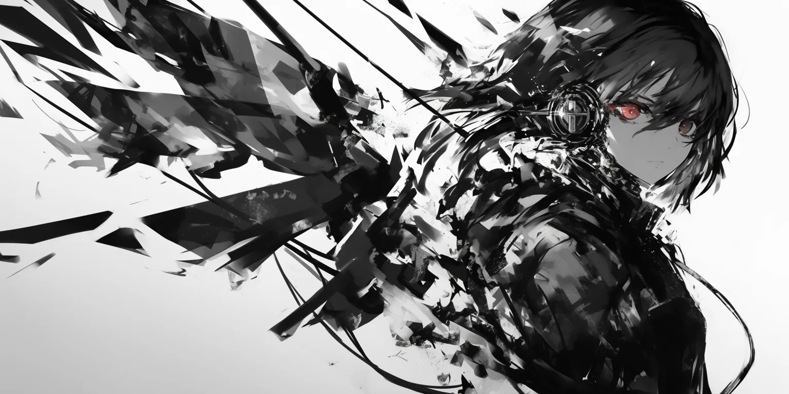 black and white anime wallpaper 3440x1440, 2560x1440, 1366x768, paint, motion