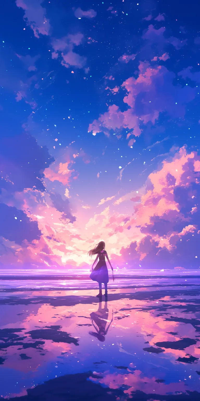 purple anime wallpaper sky, ocean, mirai, wallpapers, aqua