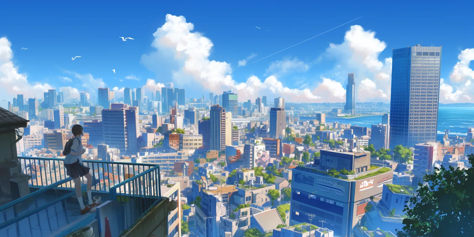 anime wallpaper for ipad tokyo, 3440x1440, city, sky, ultrawide