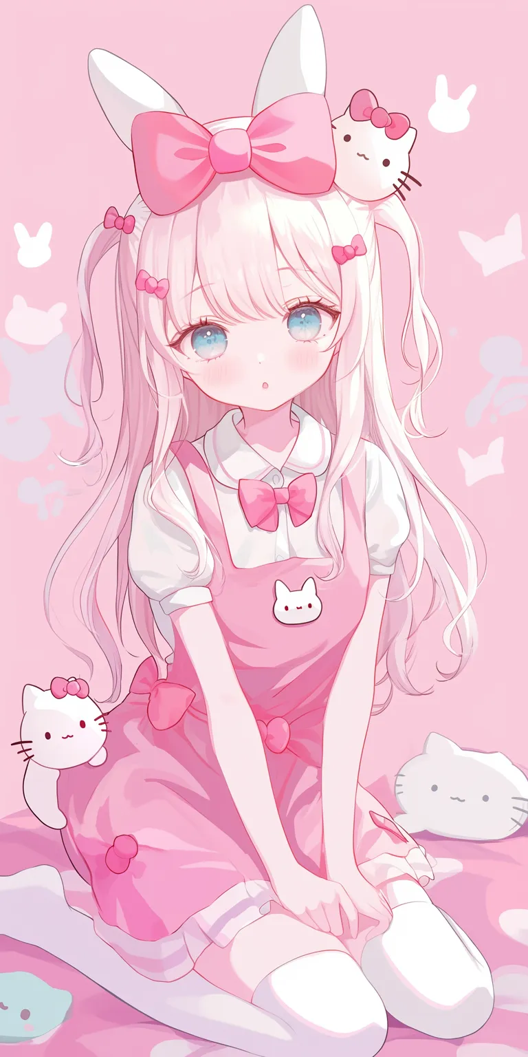 hello kitty cute wallpaper kawaii, kuromi, kitty, chibi, pink
