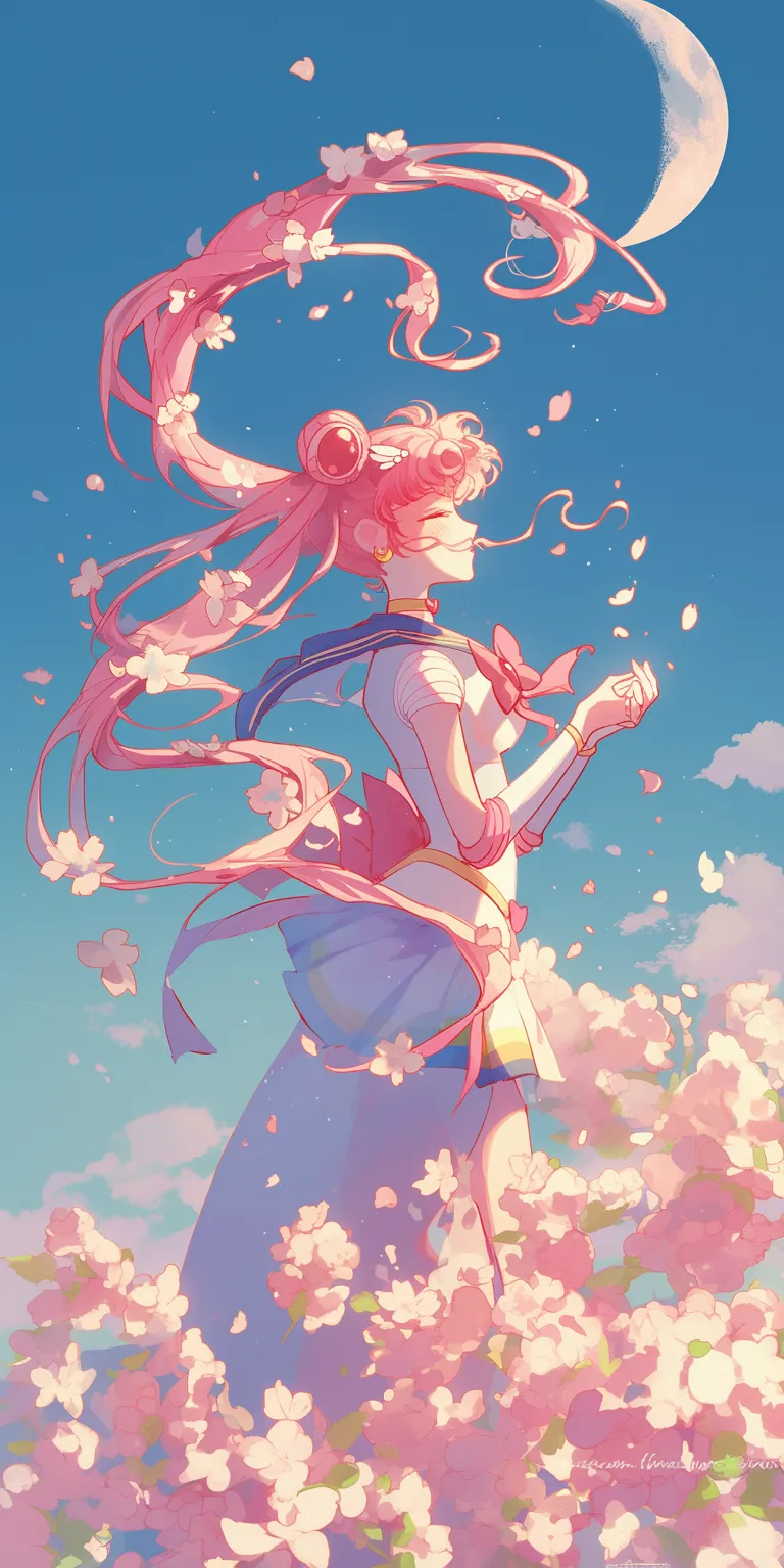 sailor moon phone wallpaper sakura, blossom, lockscreen, sailor, sky