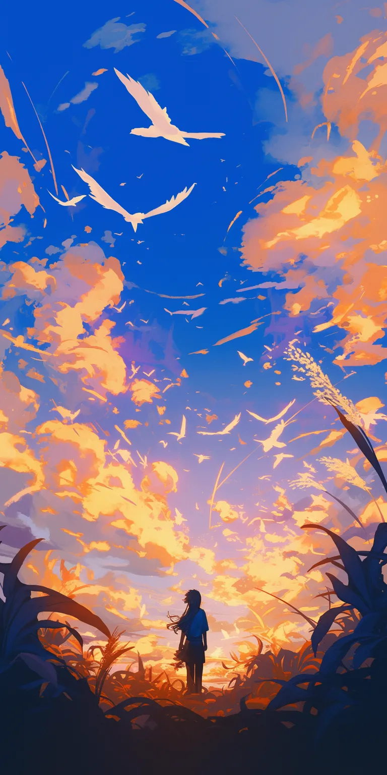 cartoon wallpaper iphone sky, evergarden, lockscreen, yuujinchou, sunset
