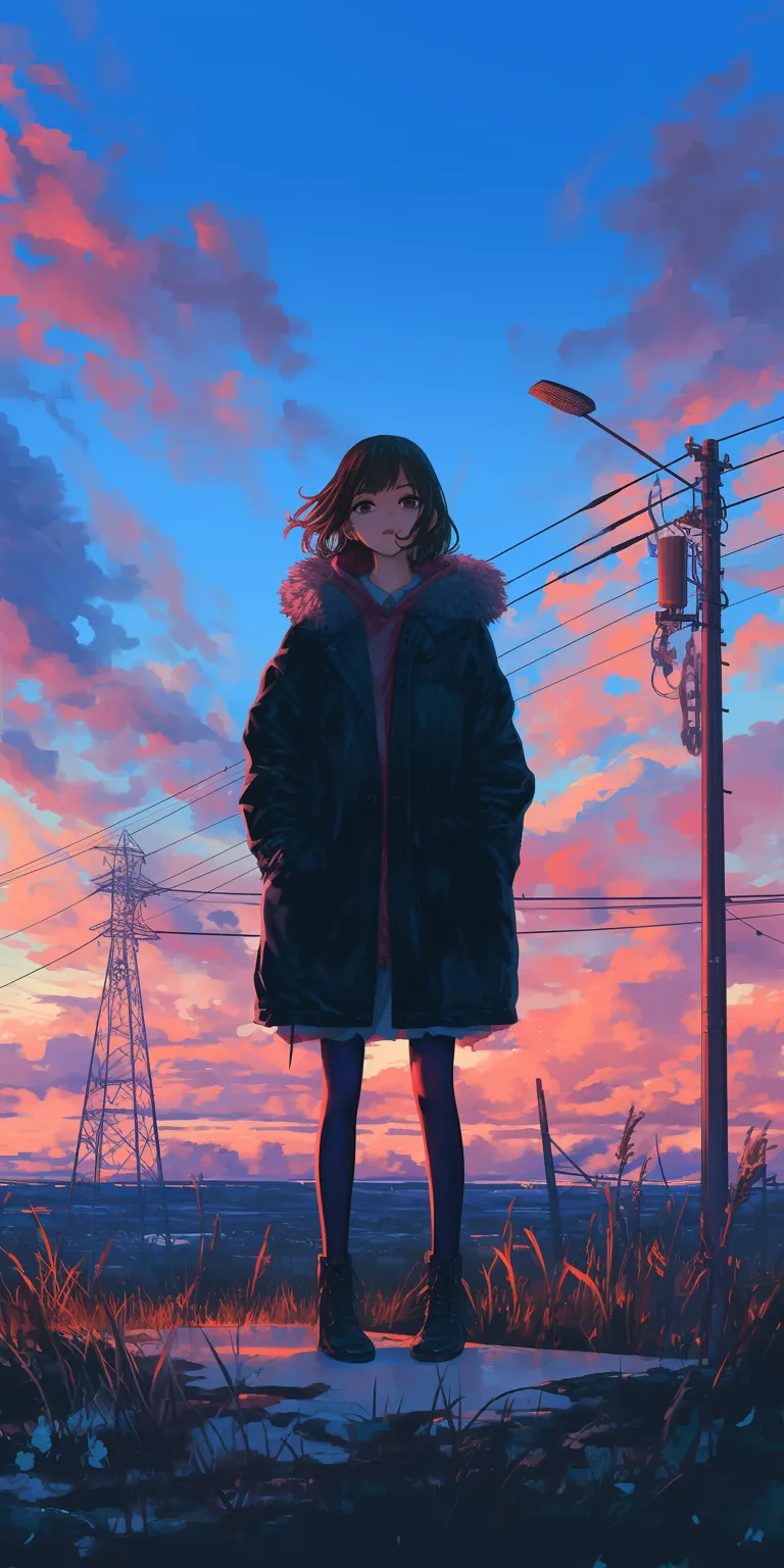 wallpaper anime aesthetic sky, flcl, mirai, lofi, nishimiya