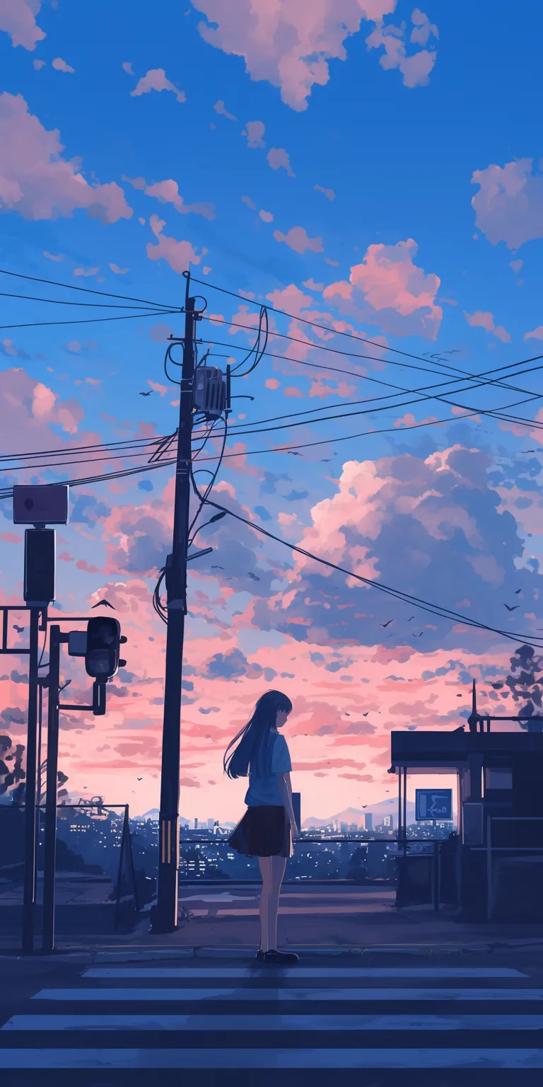 aesthetic wallpaper anime lofi, flcl, 3440x1440, sky, scenery