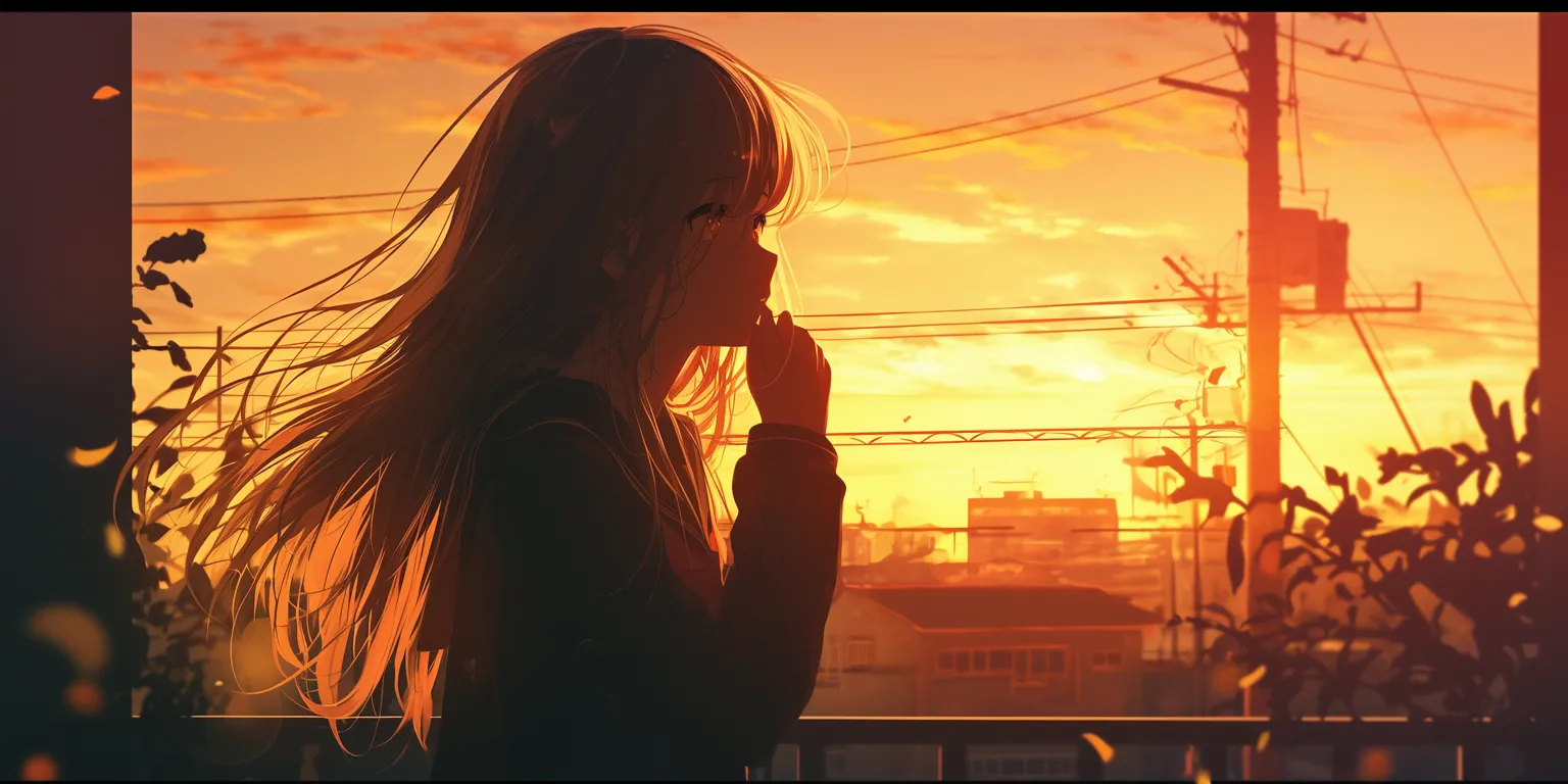 anime sad wallpaper sunset, lofi, tomori, 1920x1080, flcl