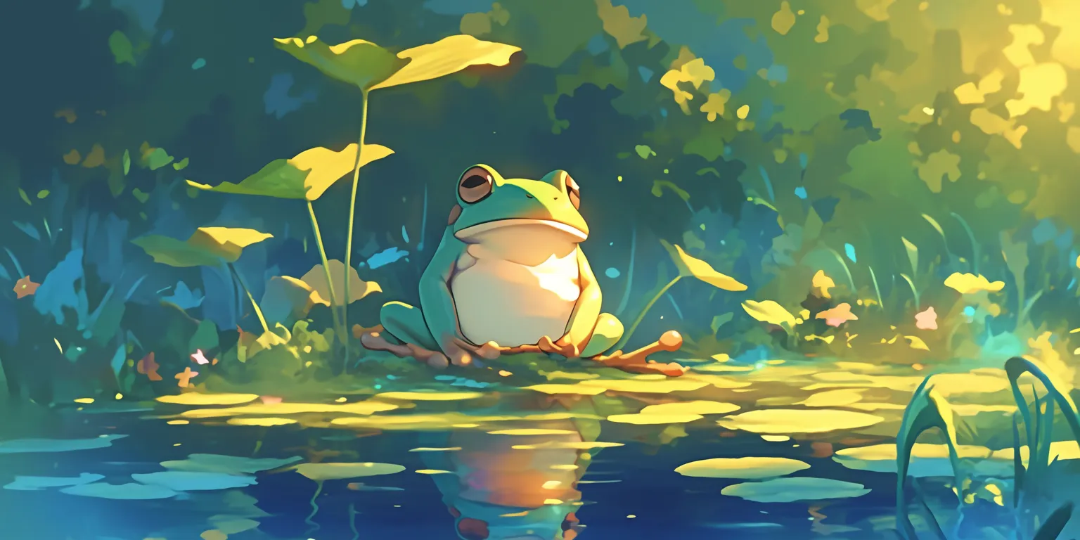 cute frog background frog, ghibli, peaceful, 2560x1440, 1920x1080
