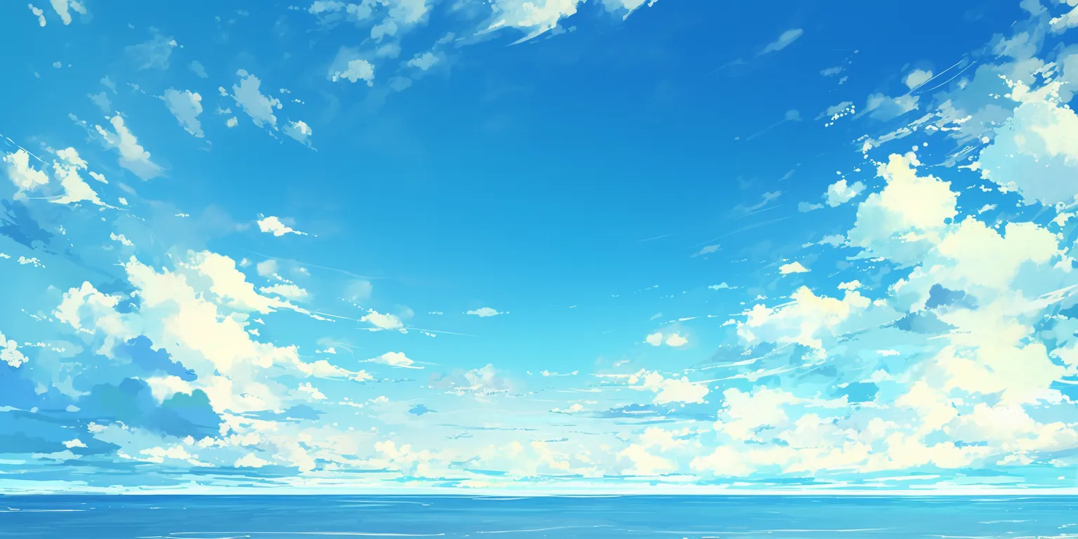anime sky wallpaper sky, ocean, ciel, background, 3440x1440