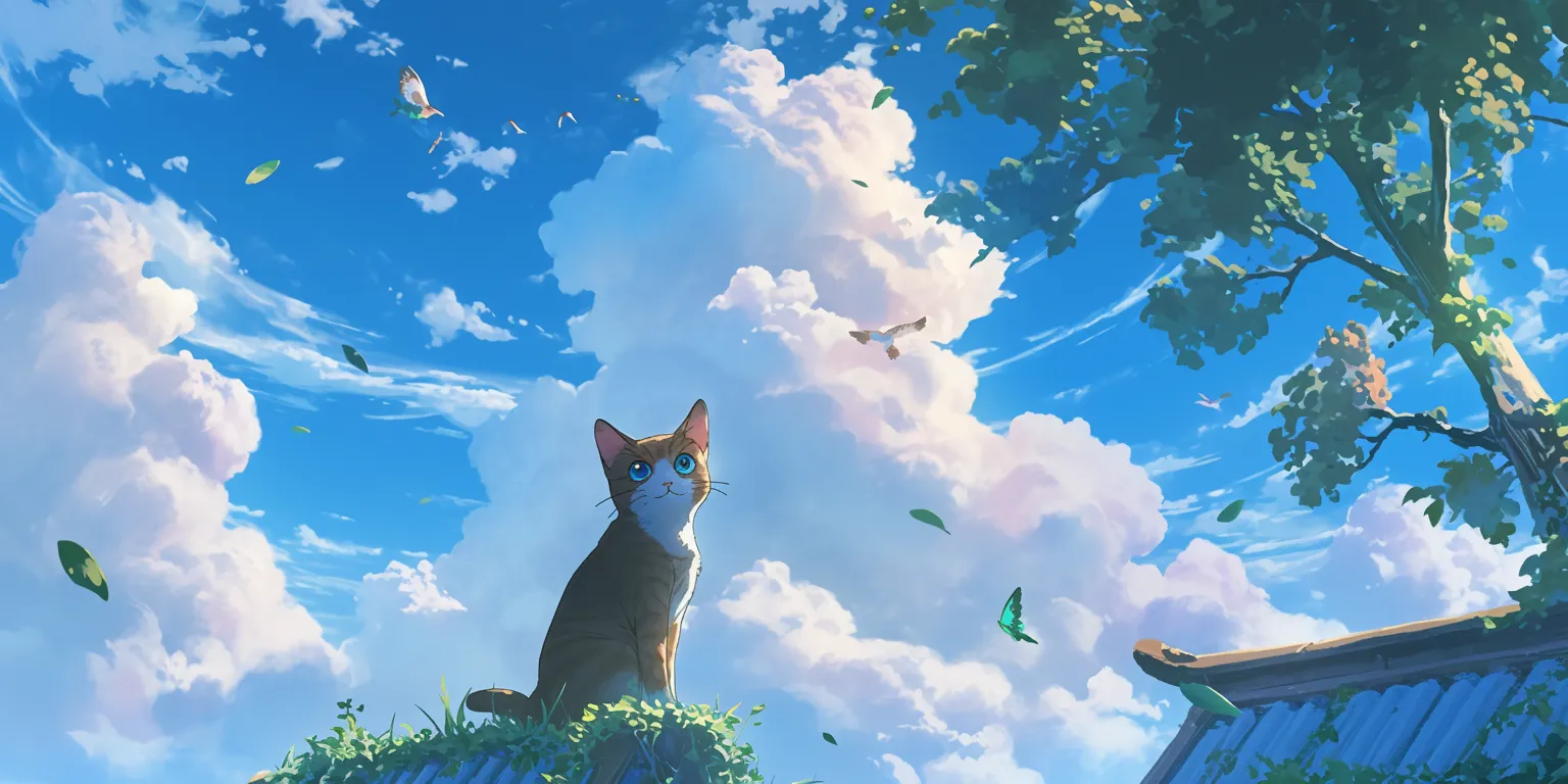 anime cat wallpaper ghibli, sky, 2560x1440, cat, kiki