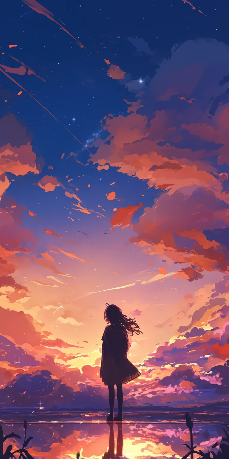 pc anime wallpaper sky, sunset, lockscreen, ghibli, flcl