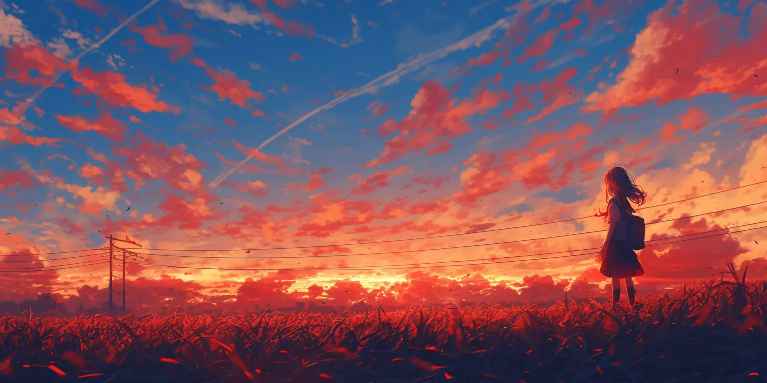 desktop anime wallpaper sky, sunset, 3440x1440, 2560x1440, landscape