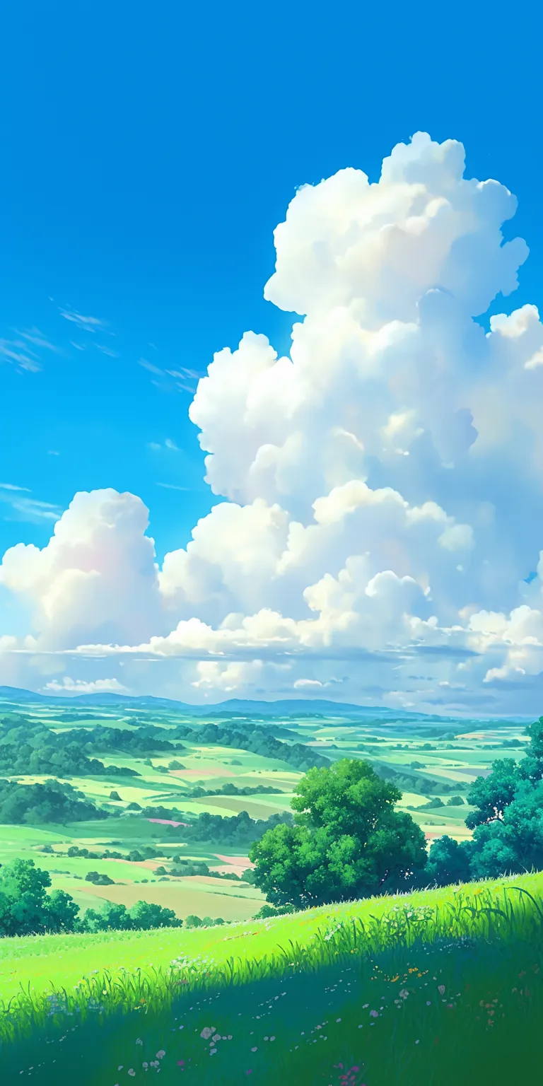 studio ghibli phone wallpaper ghibli, sky, evergarden, yuujinchou, scenery