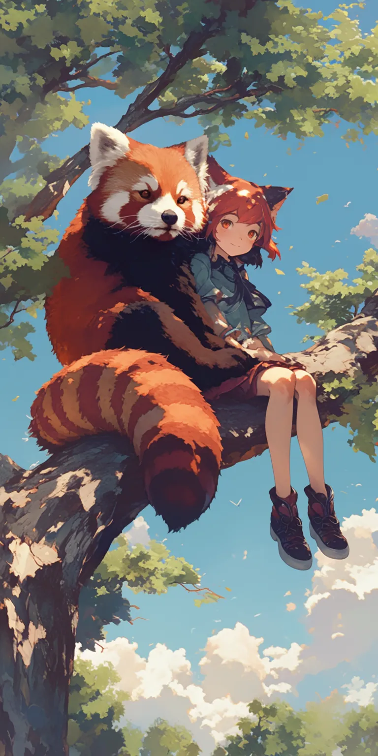 red panda wallpaper ghibli, panda, fox, lockscreen, denji