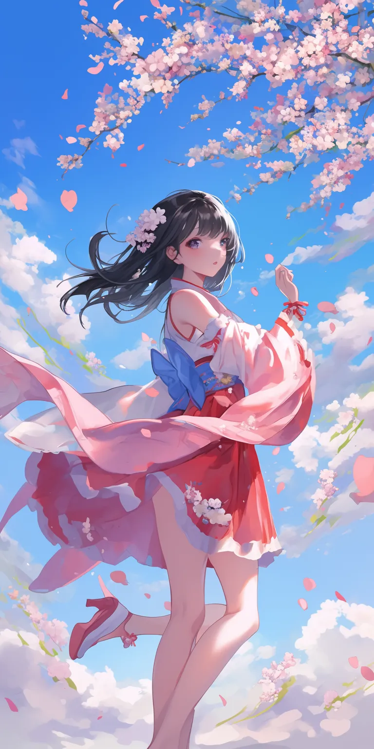 cherry blossom anime wallpaper sky, sakura, blossom, 1920x1080, 2560x1440