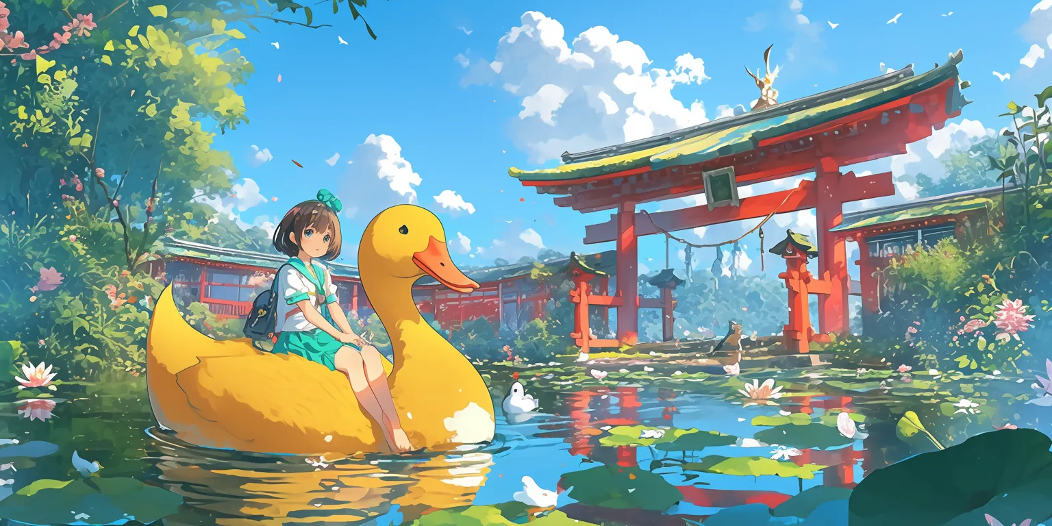 cute duck wallpaper ghibli, japan, duck, ponyo, 3440x1440