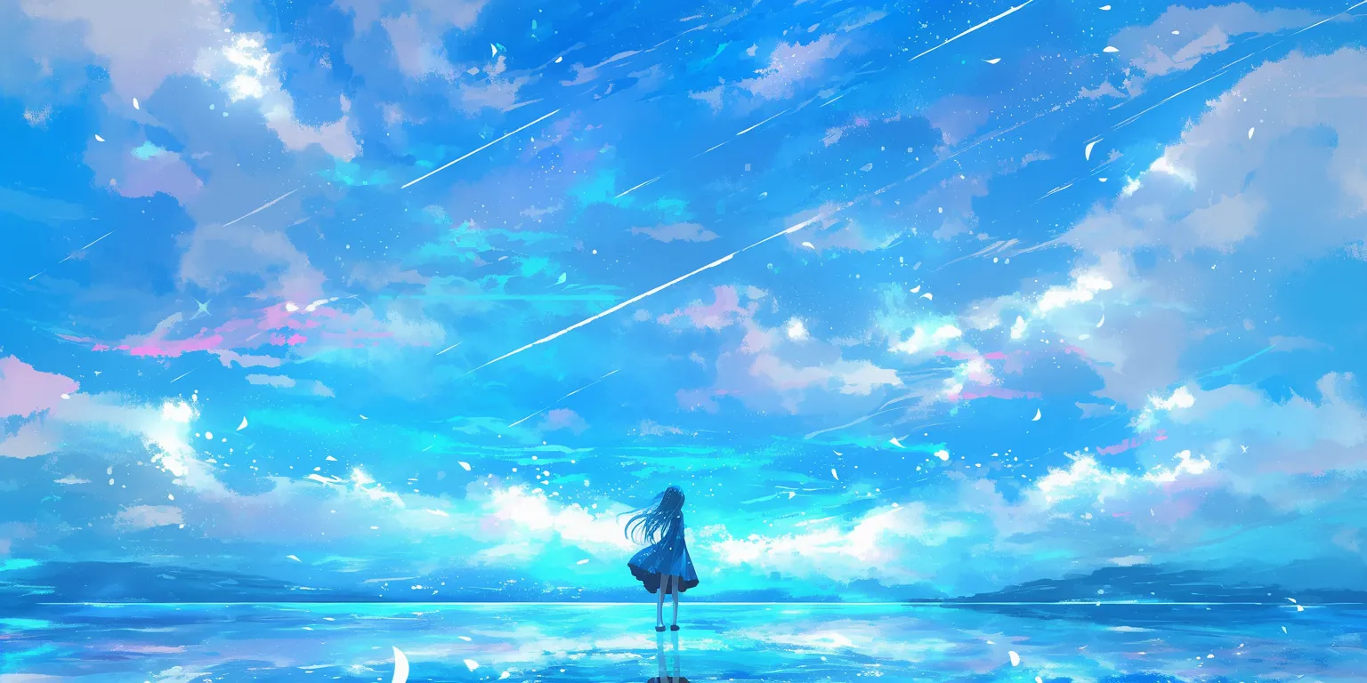chill anime wallpaper sky, ciel, aqua, ocean, mirai