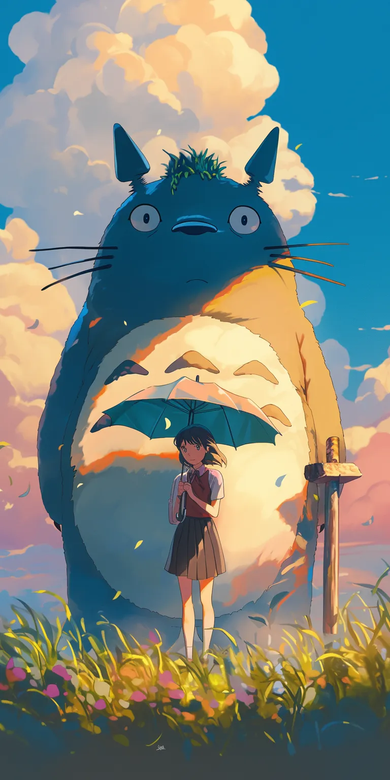 totoro desktop wallpaper ghibli, totoro, flcl, hiro, lockscreen