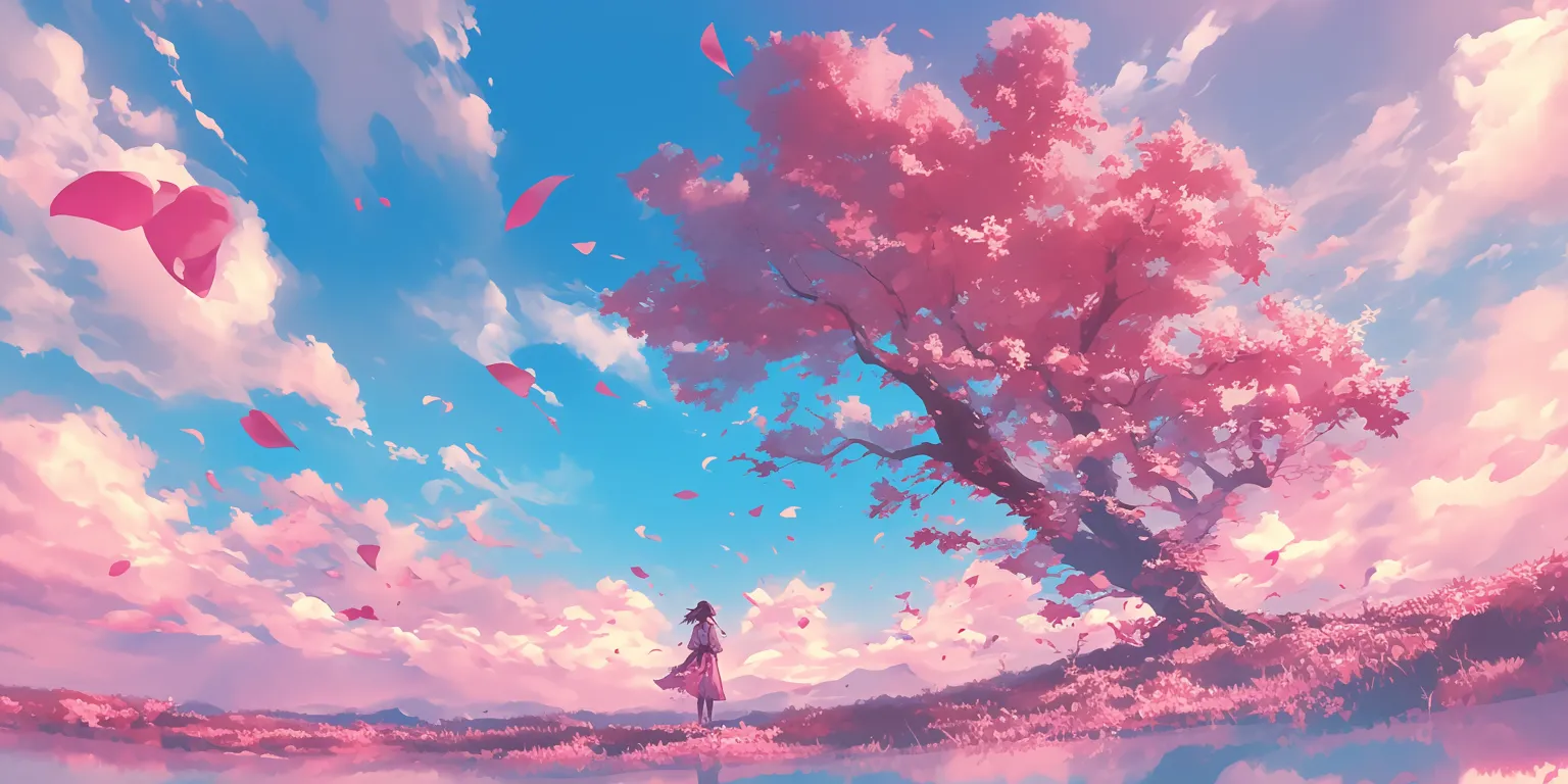 pink anime background sky, 2560x1440, 1920x1080, sakura, 3440x1440