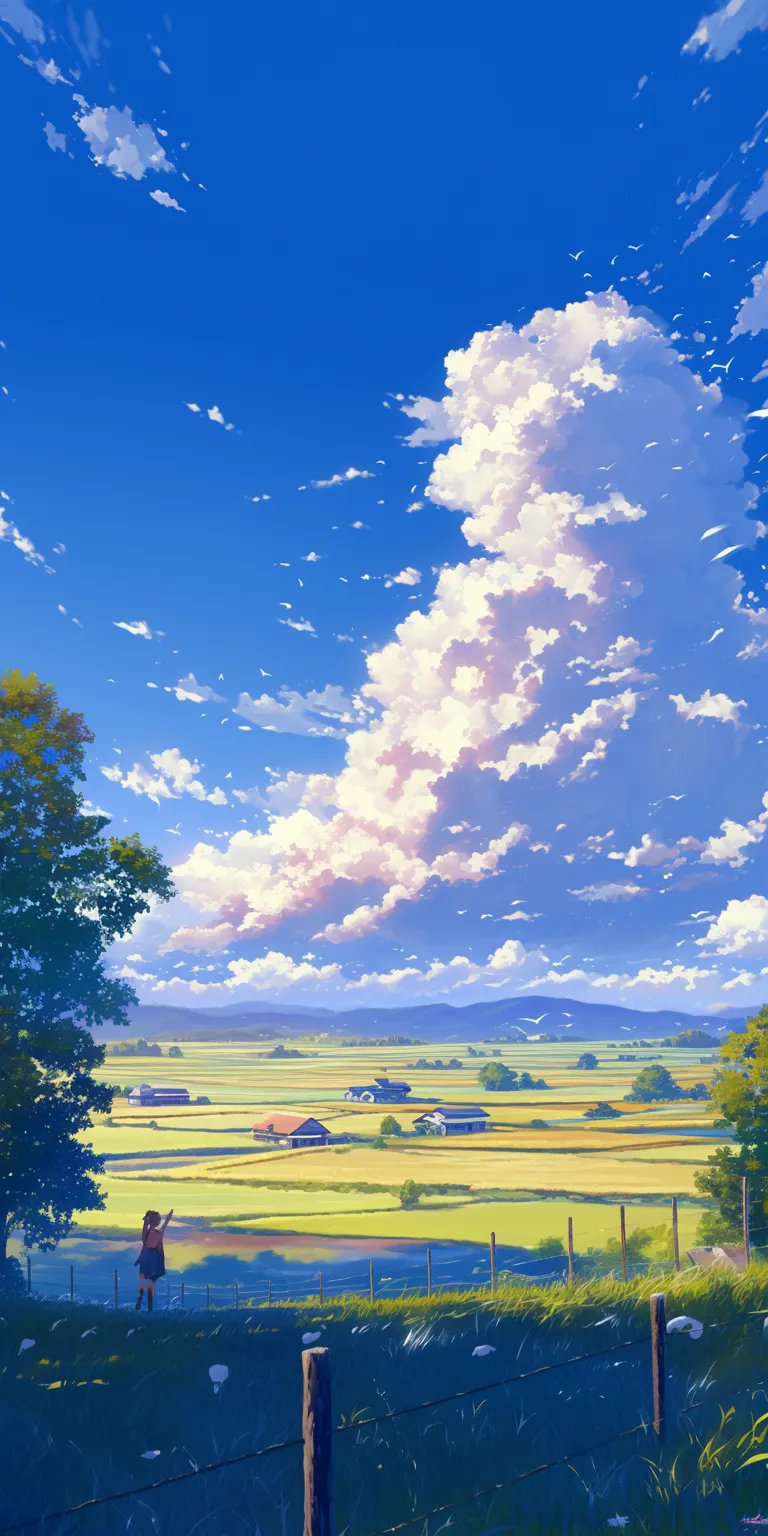 anime scenery wallpaper sky, yuru, ghibli, landscape