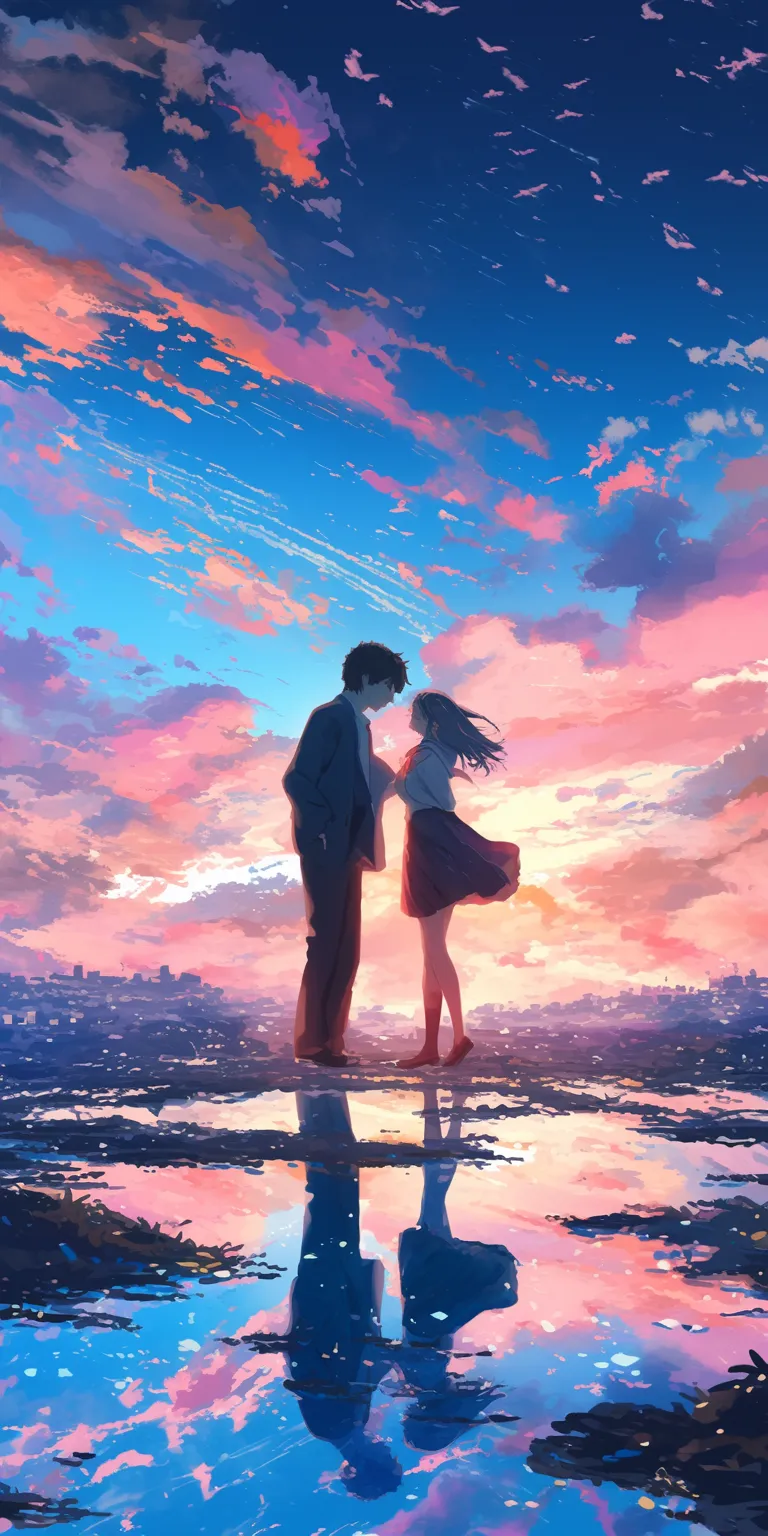 anime couple wallpaper hyouka, noragami, flcl, sky, sunset