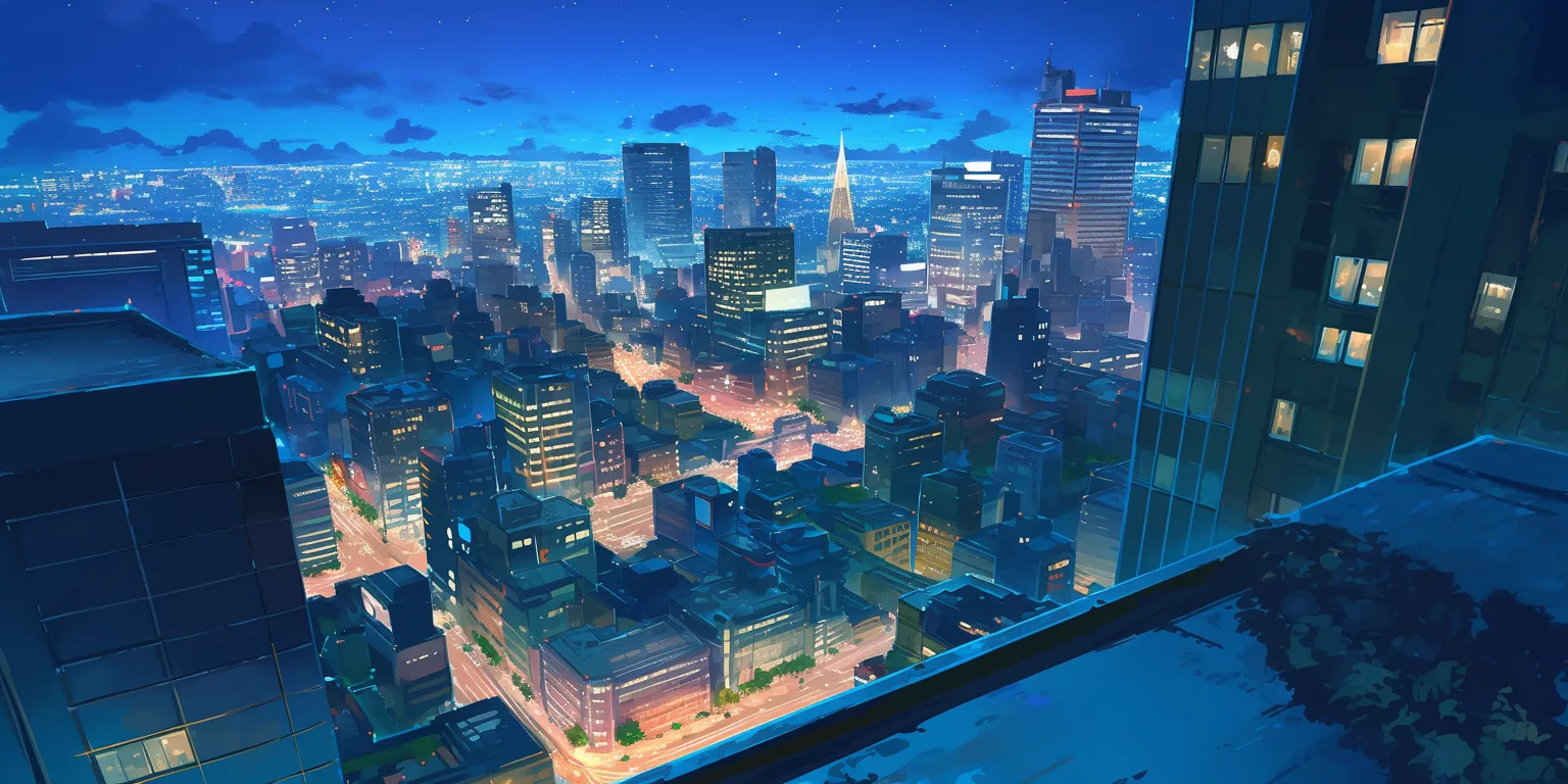 anime city background tokyo, city, 3440x1440, flcl, windows