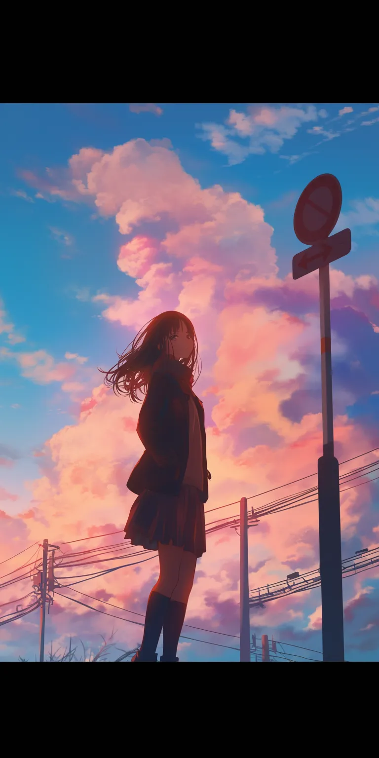 free anime wallpaper sky, nishimiya, lofi, sunset, 2560x1440