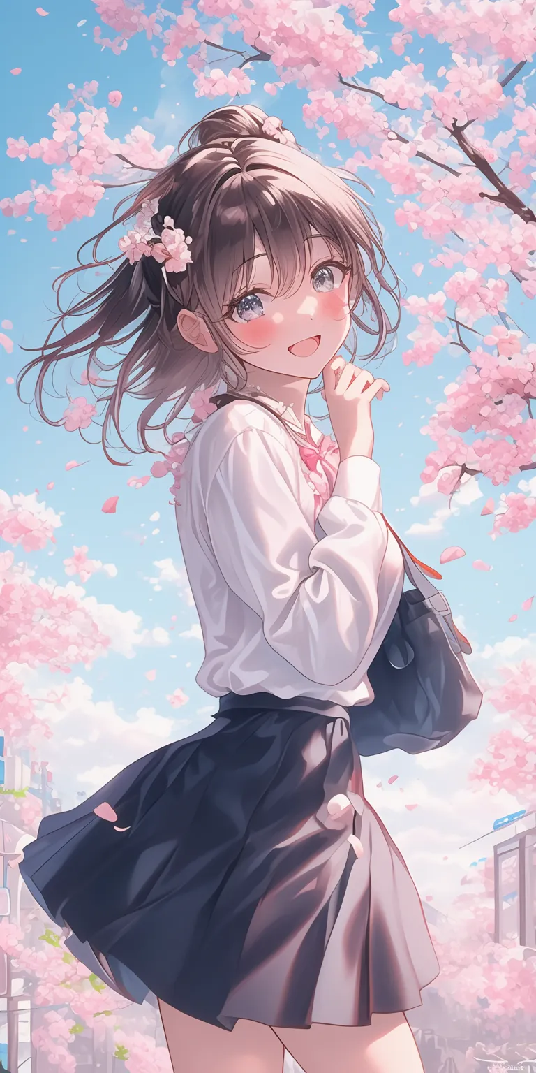 beautiful anime wallpaper sakura, blossom, haru, sky, kawaii
