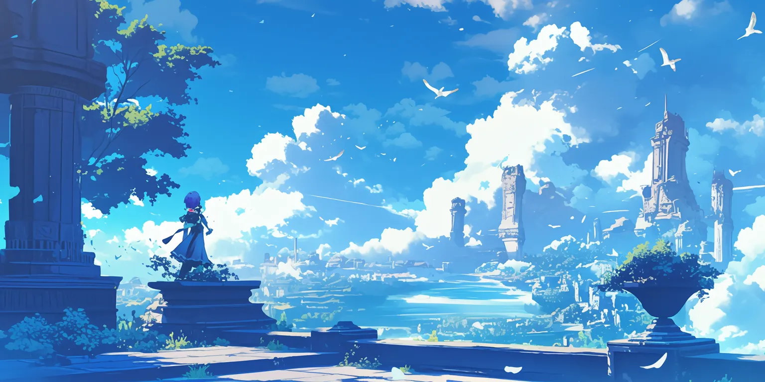 free motion backgrounds backgrounds, evergarden, ghibli, sky, 3440x1440