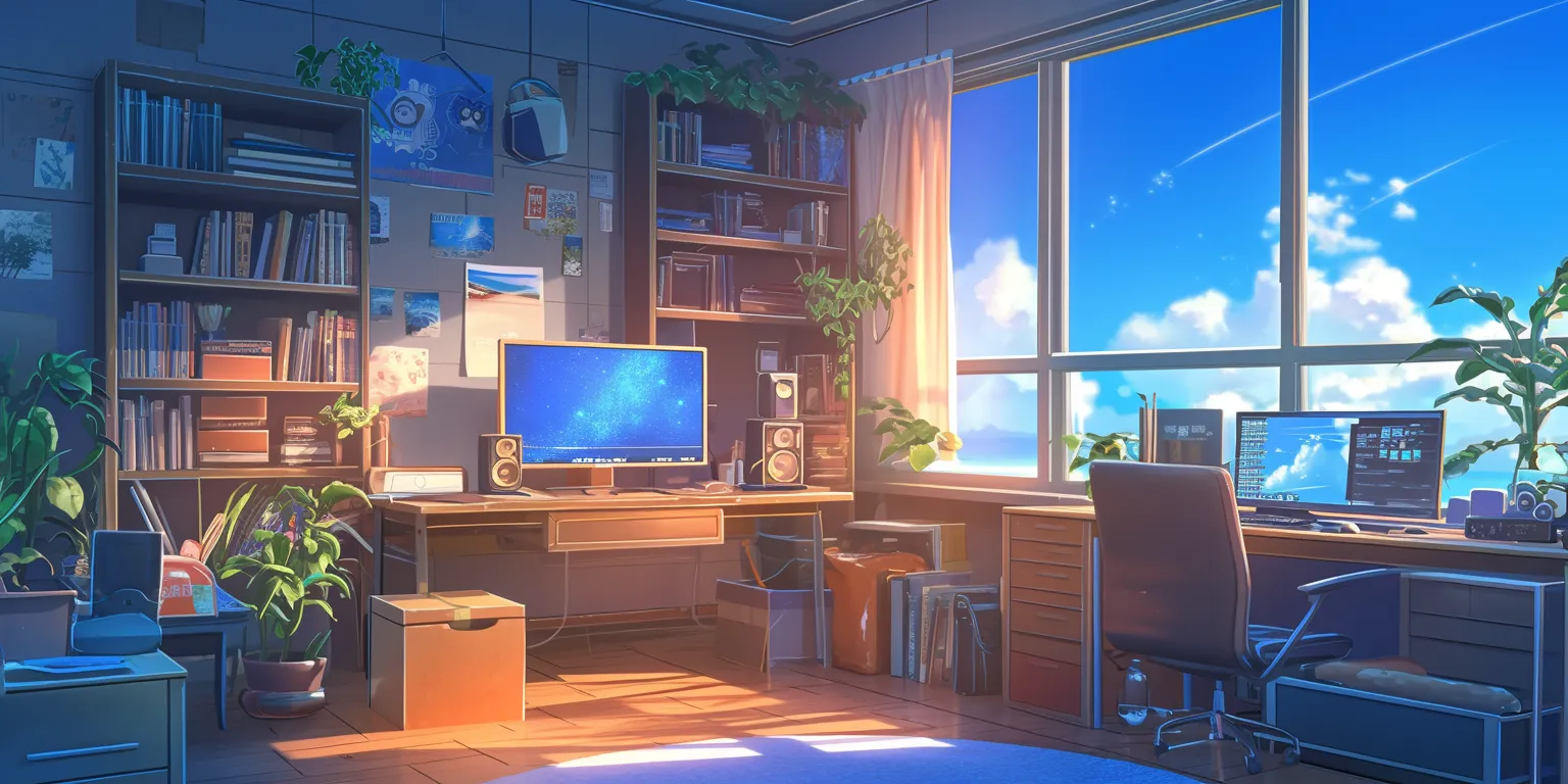 anime bedroom background ultrawide, windows, desktop, lofi, computer