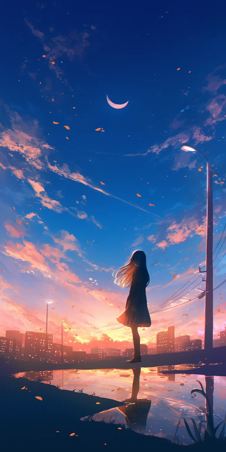 anime wallpaper aesthetic sky, sunset, mirai, nishimiya