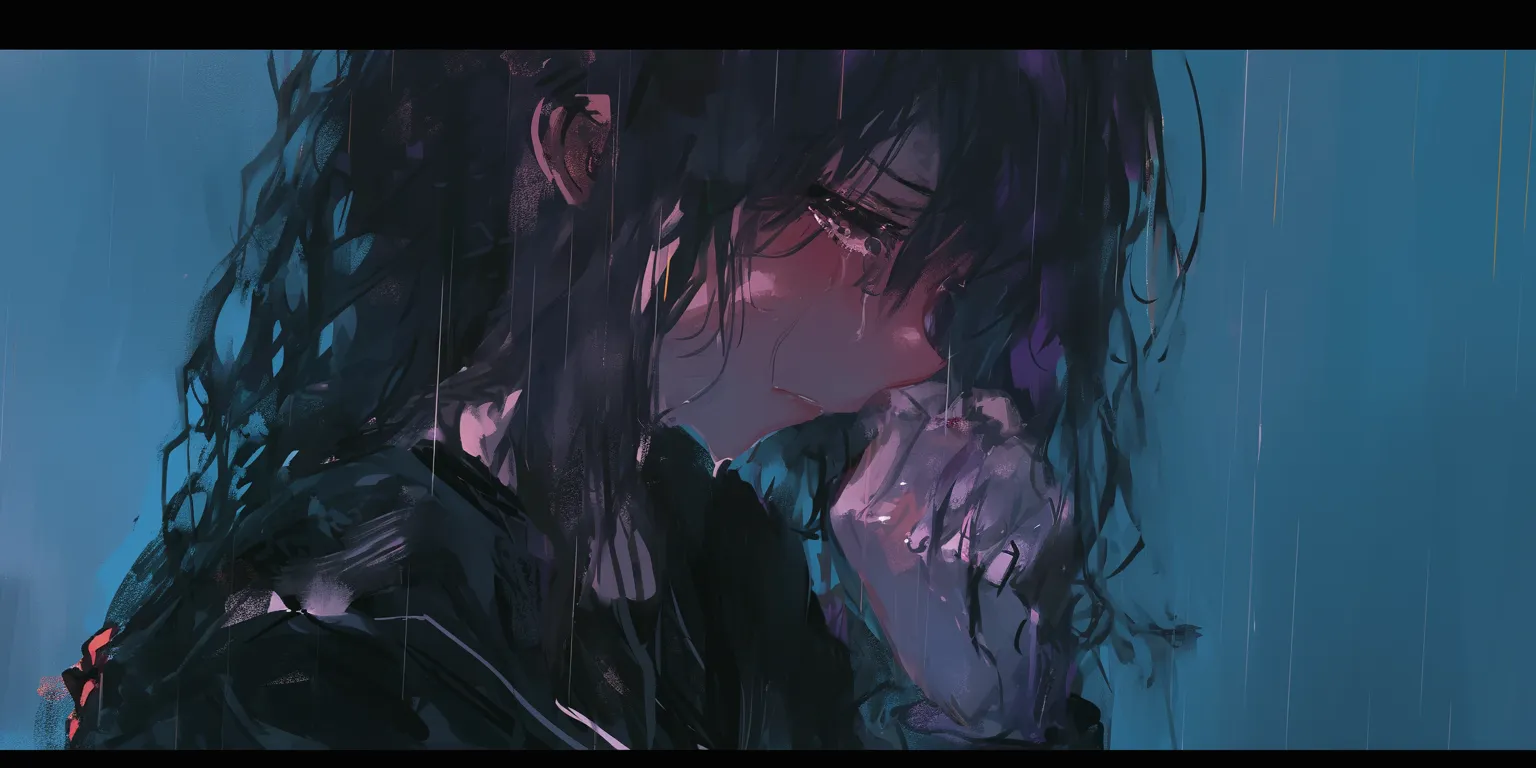 sad anime wallpaper rain, kissing, overflow, ciel, akame