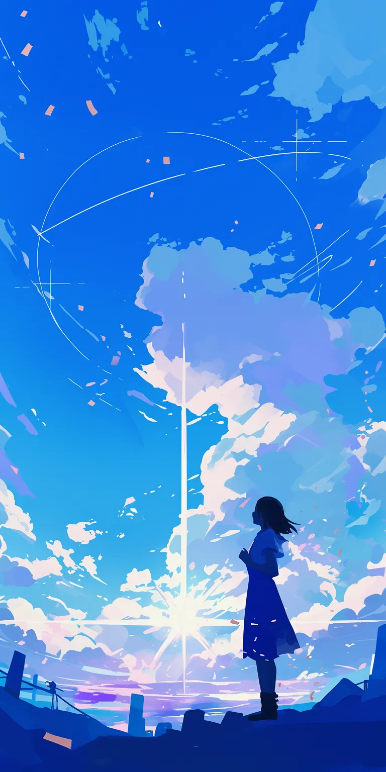 anime minimalist wallpaper sky, ciel, lockscreen, flcl, lofi