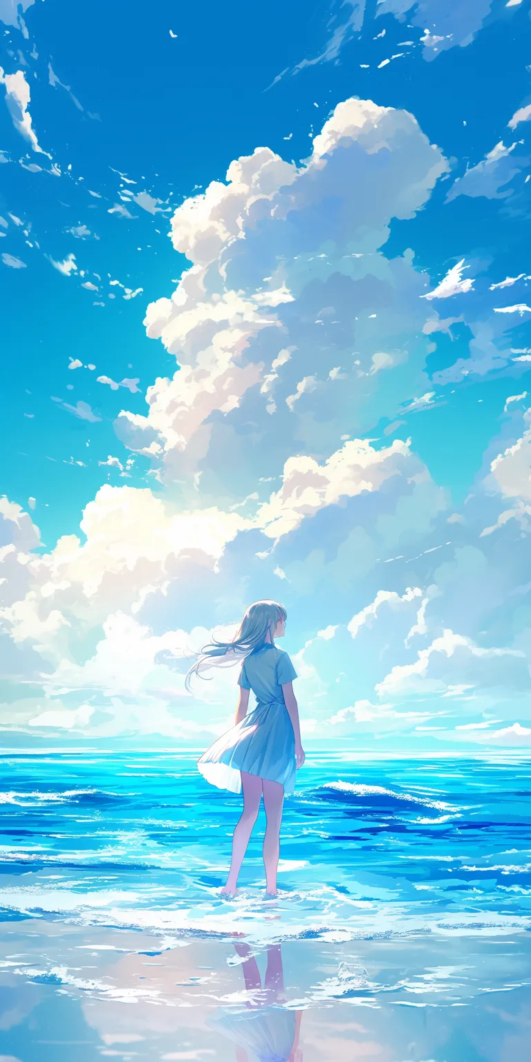 cool anime wallpaper 4k ocean, aqua, sky, bocchi, ghibli