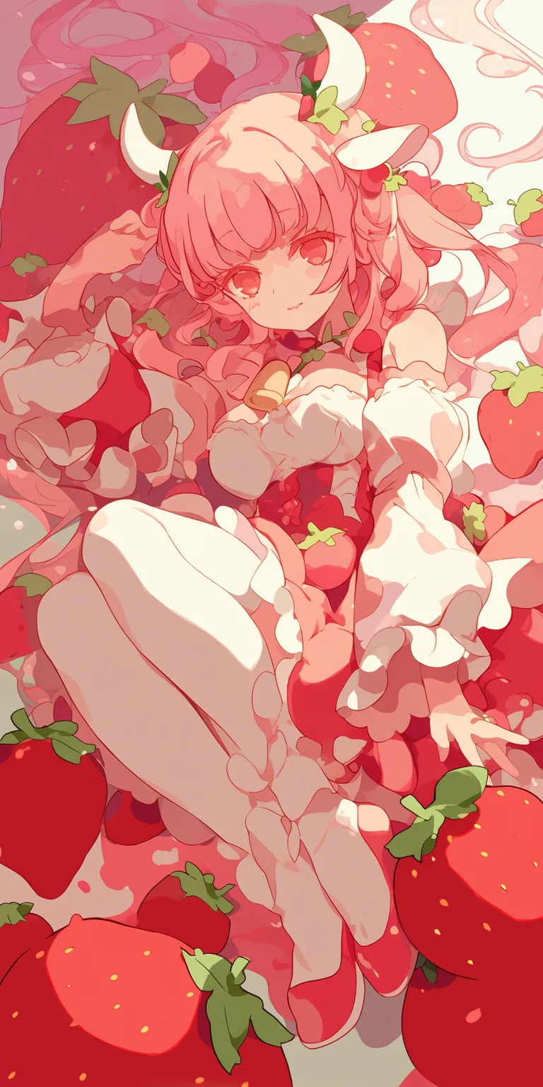 strawberry cow wallpaper strawberry, nishimiya, madoka, sakura, cherry