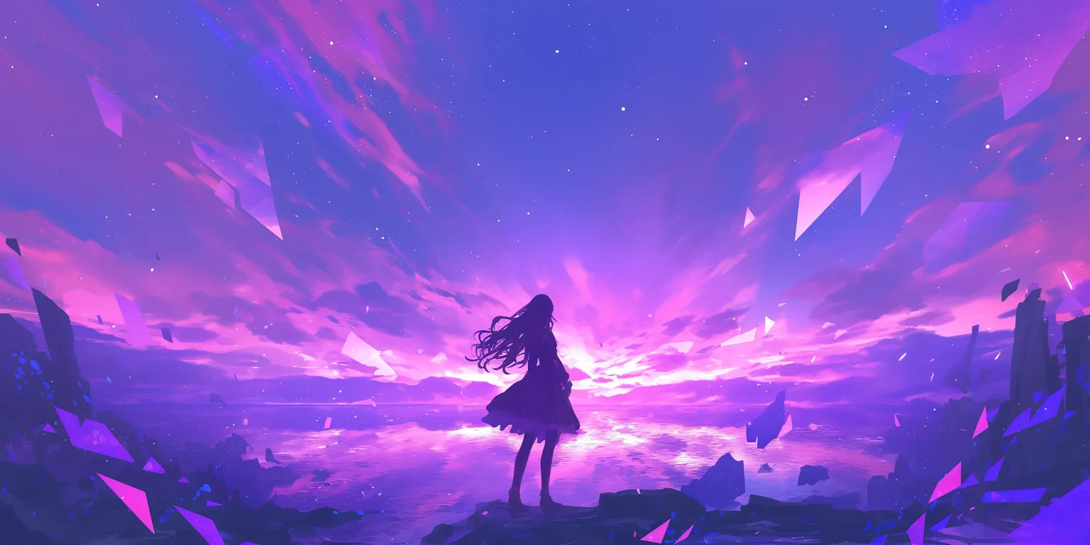 purple anime background purple, sky, wall, violet, lockscreen