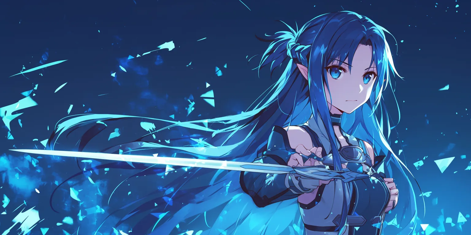 asuna yuuki wallpaper kirito, sao, aqua, asuna, 2560x1440