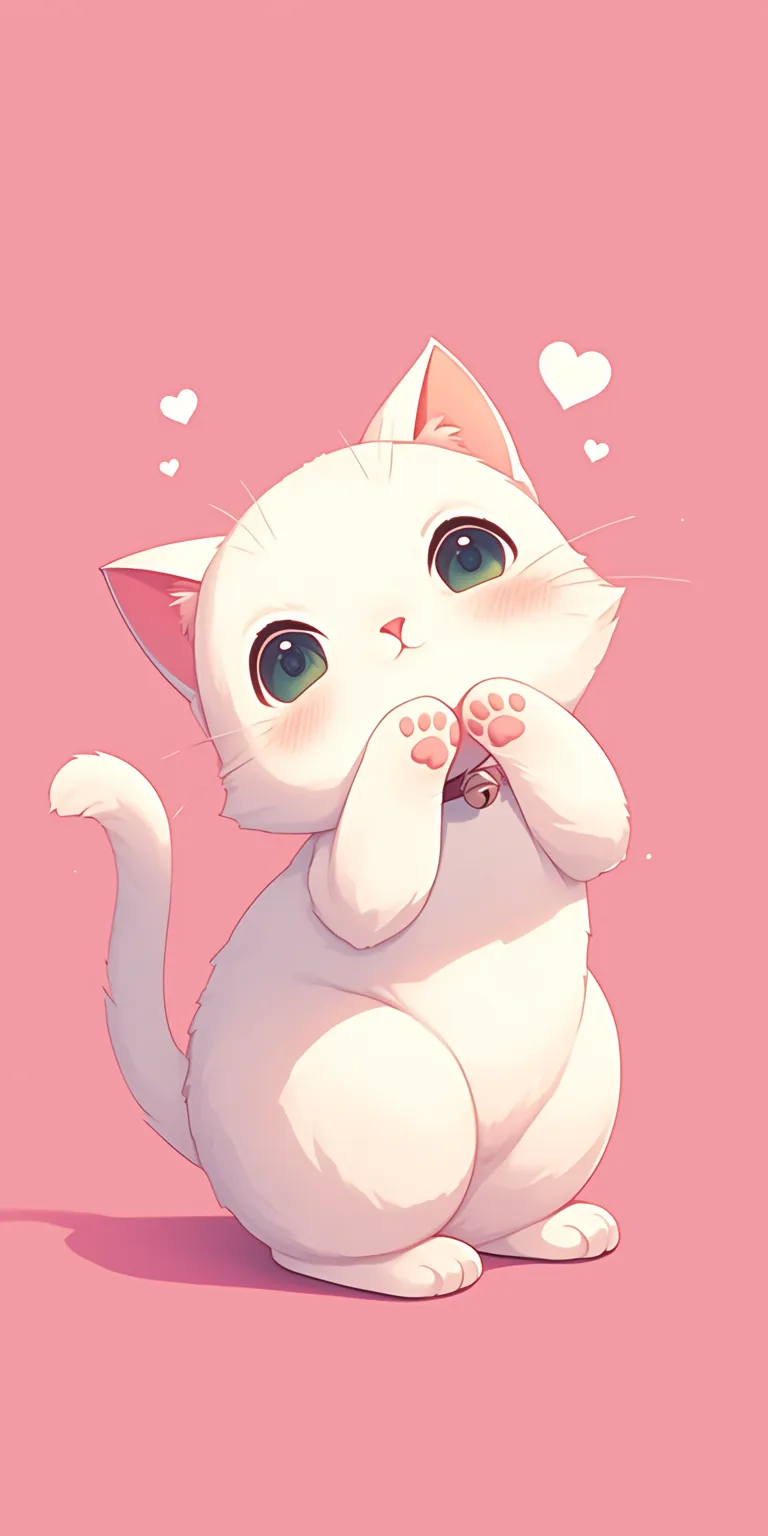 cute cat wallpaper cartoon kitty, hearts, kawaii, cute, heart