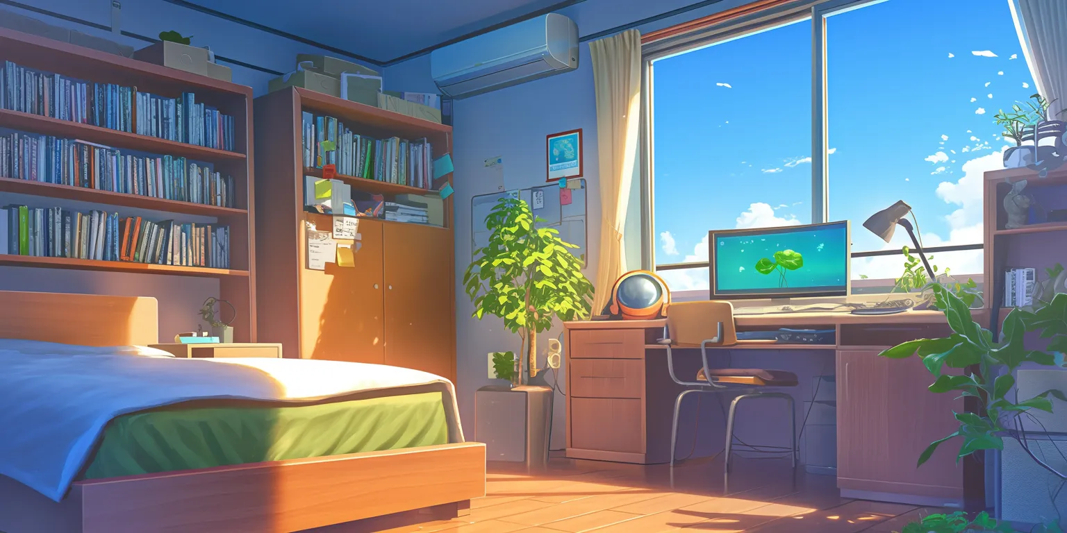 anime bedroom background room, backgrounds, yotsuba, bedroom, lofi