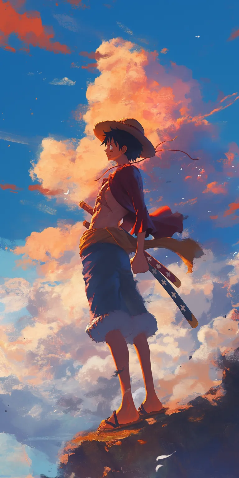 one piece wallpaper 4k iphone luffy, ghibli, flcl, champloo, sky
