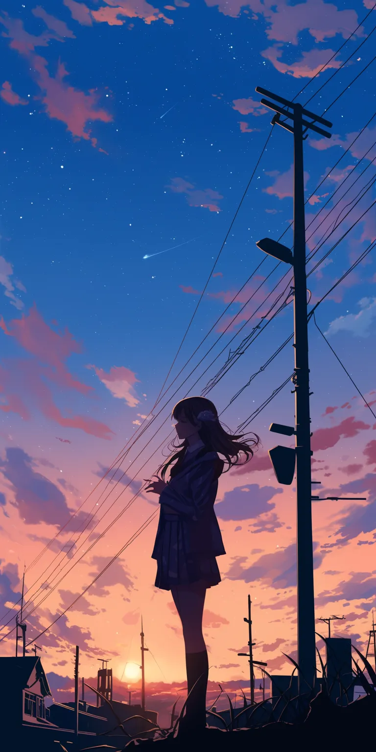 iphone anime wallpaper sky, lofi, flcl, 1920x1080, sunset