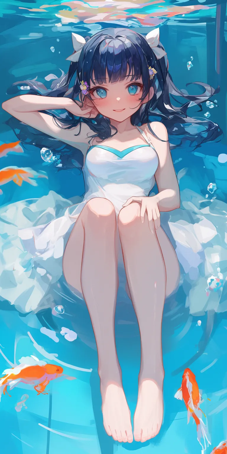 kawaii wallpaper anime ocean, albedo, aqua, water, illumi