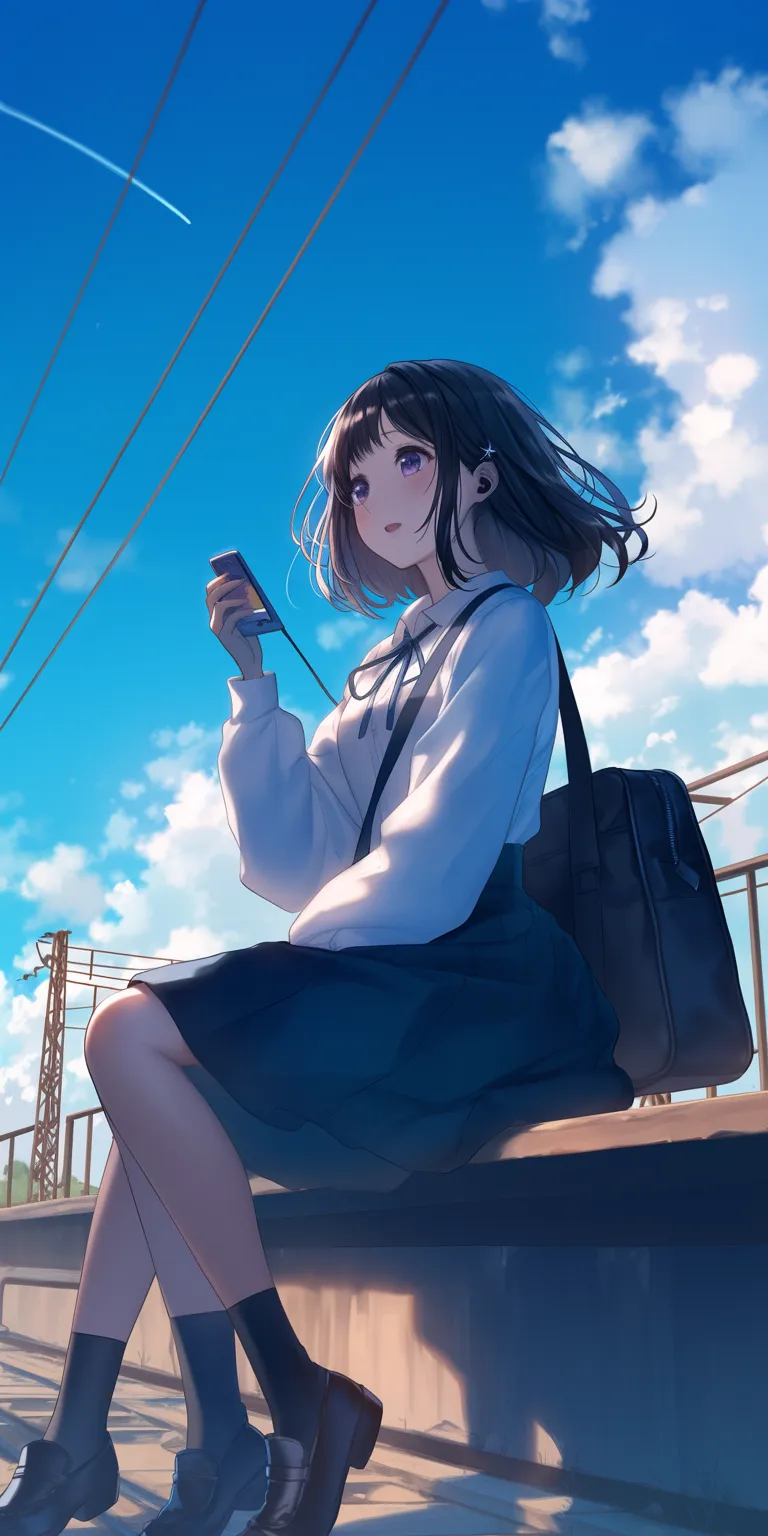 anime wallpaper iphone hyouka, shouko, sky, juuzou, hinata