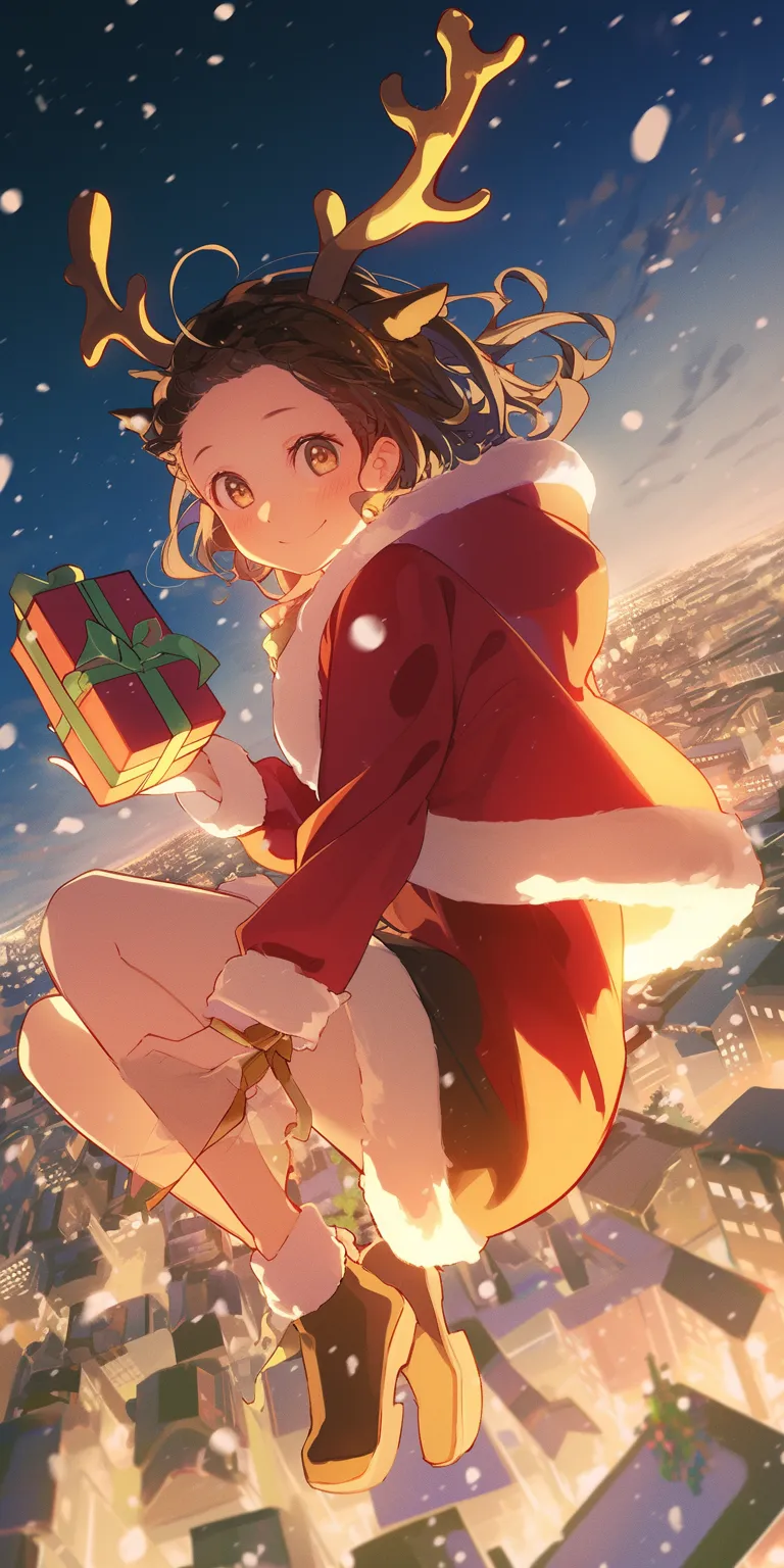 anime christmas wallpaper haru, christmas, nezuko, hyouka, nishimiya